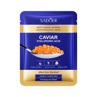 Тканевая маска для лица SADOER Caviar Hyaluronic Acid  антивозрастная, увлажняющая, восстанавливающая 25 г