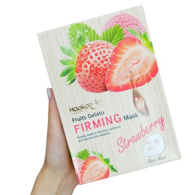 Тканинна маска Wokali Strawberry Fruits Gelato Firming Mask з екстрактом полуниці HA-3009 (30мл*10шт)