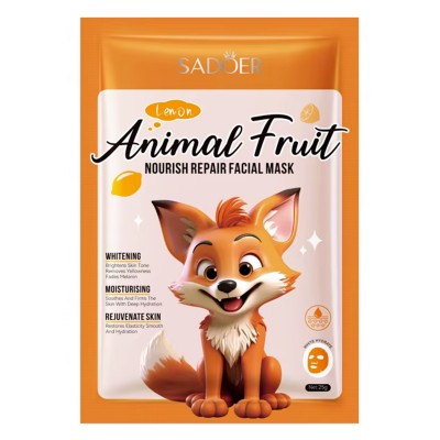 Тканинна маска для обличчя SADOER Animal Fruit Fox Lemon живильна 25 г