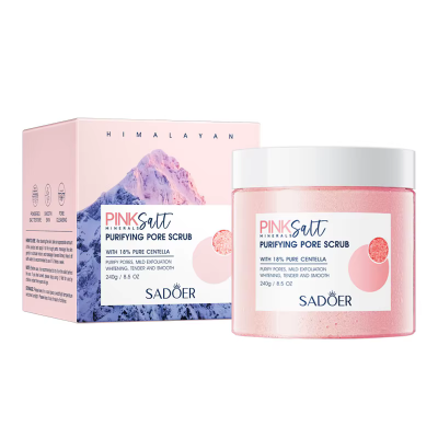 Скраб для тела SADOER Himalayan с розовой солью и центелой для очищения пор 240 г